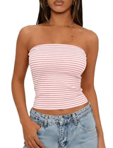 LOMON Summer Tube Tops for Women 2026 Y2k Sexy Going Out Crop Strapless Sleeveless Basic Fitted Bandeau Tank Top