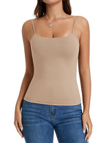 LOMON Padded Camisole Double Lined Tank Tops with Built in Bras Scoop Neck Womens Y2K Basic Going Out Cami Top