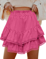 LOMON Flowy Skorts for Women Ruffle Tiered Skorts High Waist Mini Skirts Tennis Golf Crochet Casual Shorts
