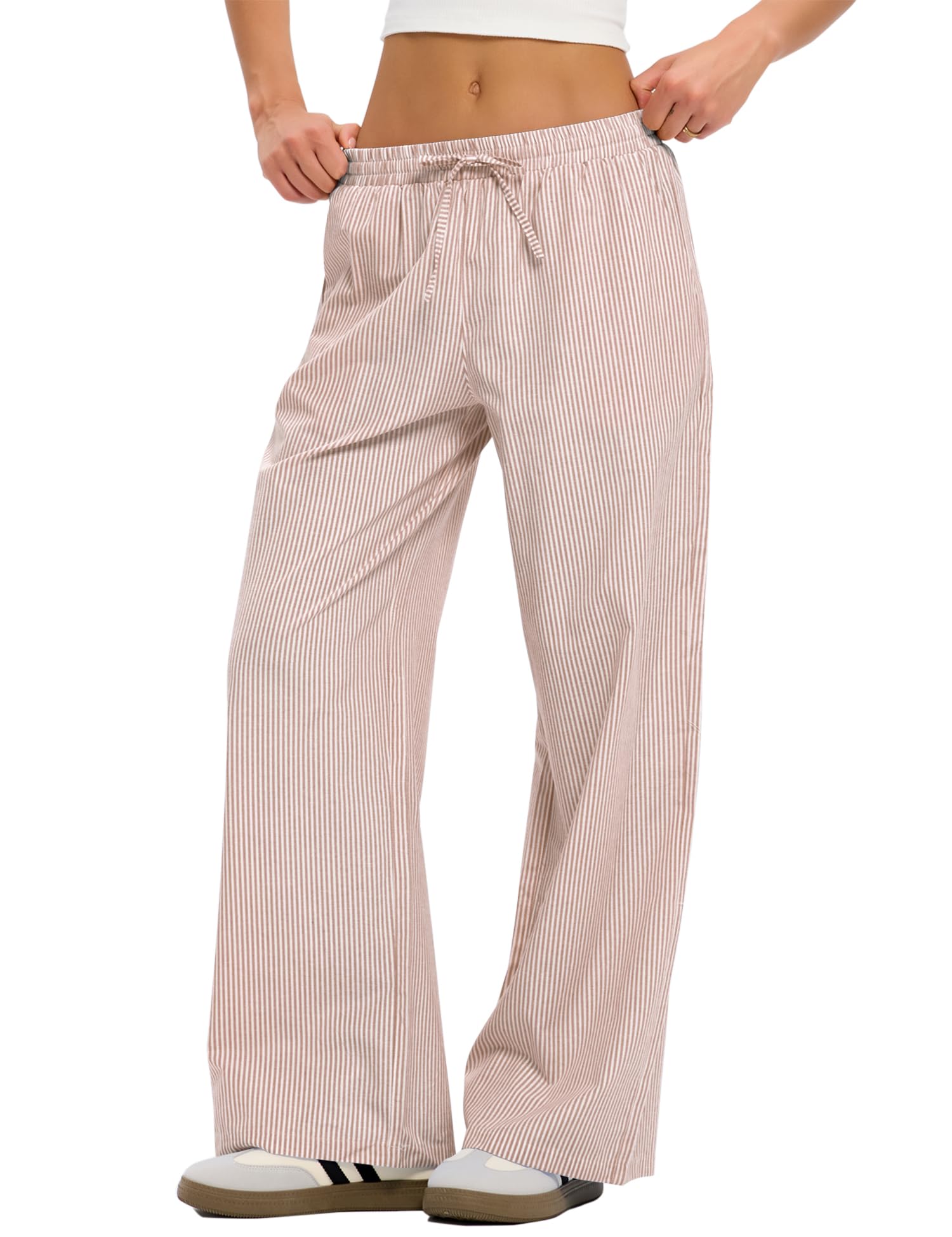 LOMON Striped Gingham Pants Women 2026 Spring Summer Pajamas Wide Leg Pj Lounge Boxer Bottoms Y2k Trousers with Pocket