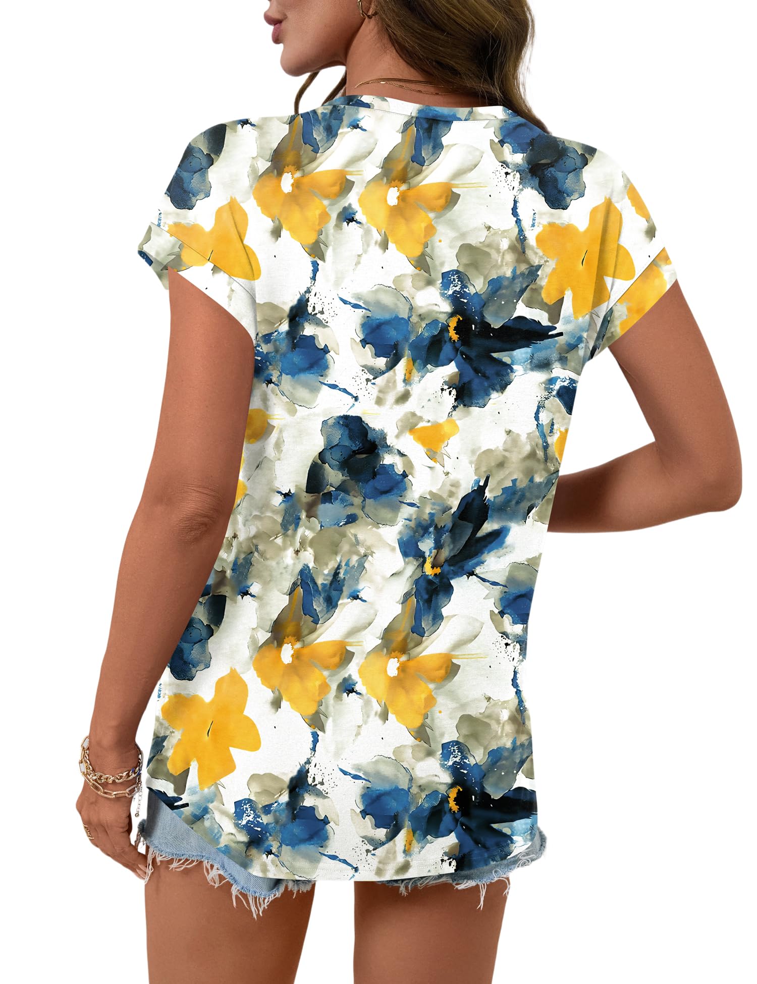 LOMON Womens Summer Tops Short Sleeve Shirts Cap Sleeve Tops Crew Neck Cute Trendy Tunic Blouses Dressy Casual Outfits 2026