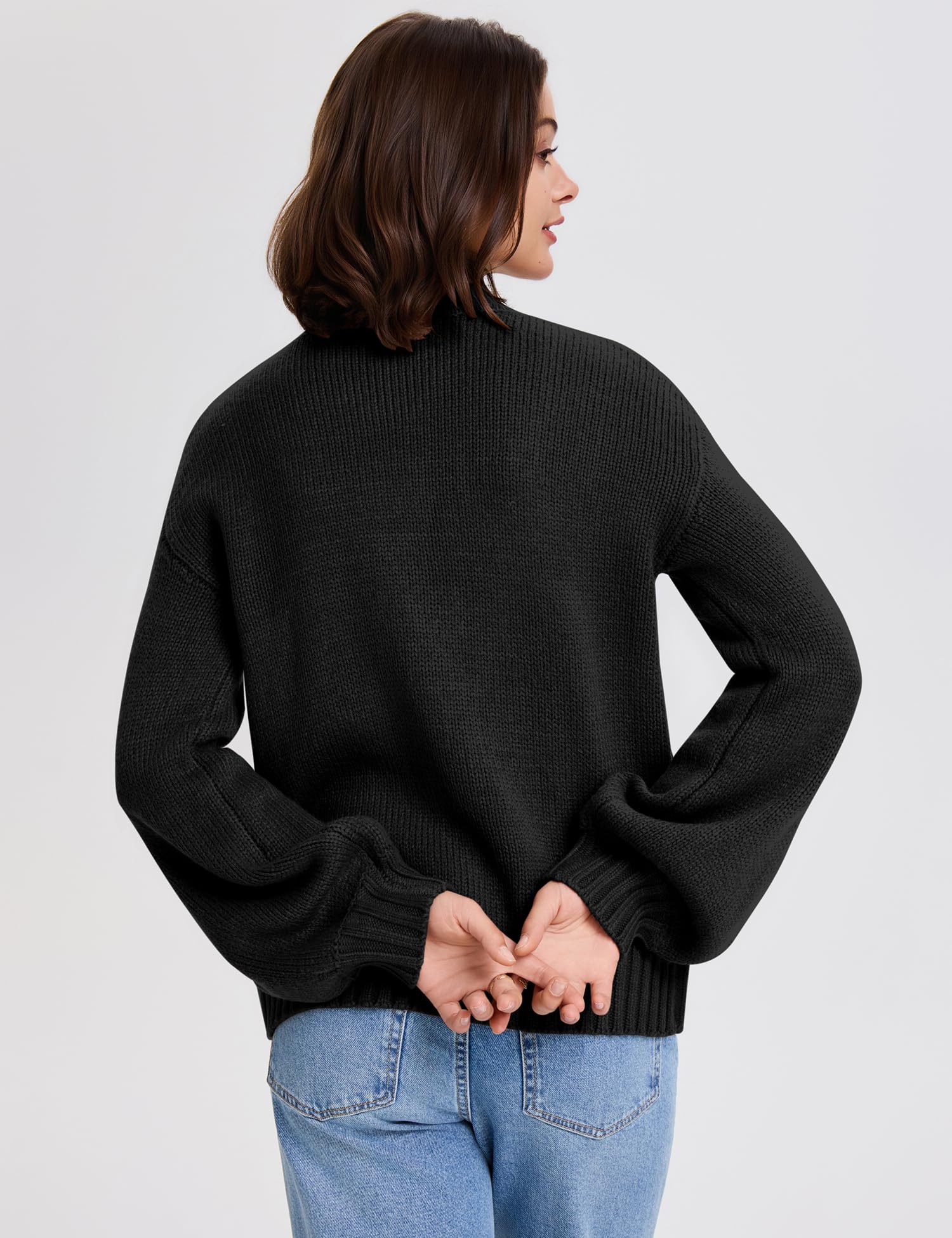 LOMON Cardigan for Women Lantern Long Sleeve Button Down Sweater Oversized Open Front Cardigan Sweaters Coats