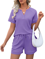 LOMON Womens Two Piece Sets Summer Lounge Sets Sweatsuit Shorts Set Casual Matching Sets