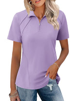 LOMON Womens Golf Polo Shirts Summer Short Sleeve 1/4 Zip Tops Moisture Wicking Casual Tennis Activewear with Pockets
