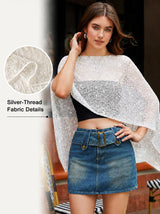 LOMON Womens Sheer Poncho Shrug Bolero Lightweight Knit Crochet Shrug Mesh Cover Up Summer 2026