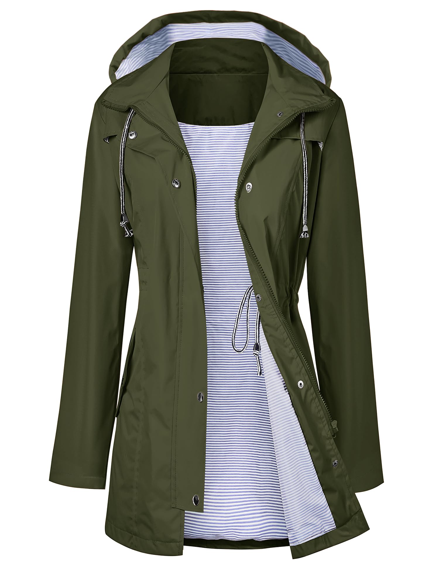 LOMON Raincoat Women Waterproof Long Hooded Trench Coats Lined Windbreaker Travel Jacket S-XXL