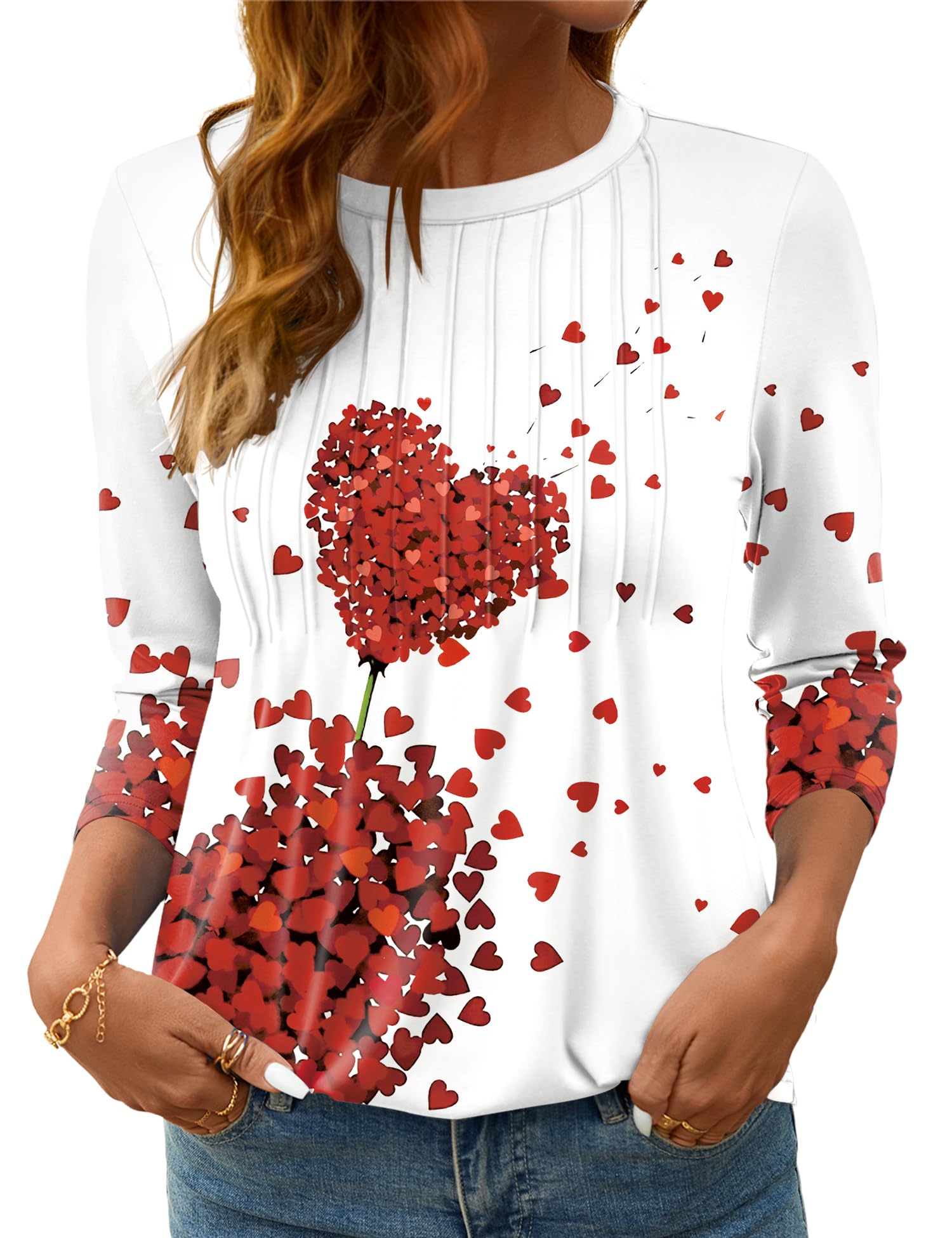 LOMON Women's 3/4 Length Sleeve Tops Crew Neck Dressy Casual Blouses Summer Tees Shirts