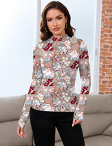 LOMON Women Thermal Long Sleeve Shirts Mock Turtle Neck Fitted Tops Fleece Lined Winter Tops Base Layer Undershirt