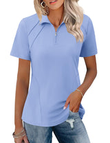LOMON Womens Golf Polo Shirts Summer Short Sleeve 1/4 Zip Tops Moisture Wicking Casual Tennis Activewear with Pockets