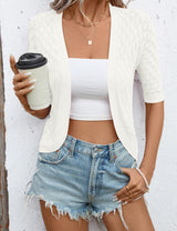 LOMON Womens Cropped Cardigan Short Sleeve Bolero Shrug Sweater Open Front Lightweight