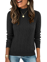 LOMON Women's Casual Turtleneck Sweaters Cable Knit Fall Long Sleeve Slim Fit Pullover Tops