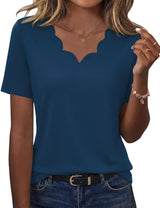 LOMON Womens Summer Tops V Neck Short Sleeve Shirts Dressy Casual Tunic Blouses Spring Fashion