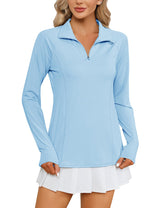 LOMON Women Long Sleeve Shirts Sun Protection 1/4 Zip Summer Quick Dry Hiking Shirts Quarter Zip Pullover for Women