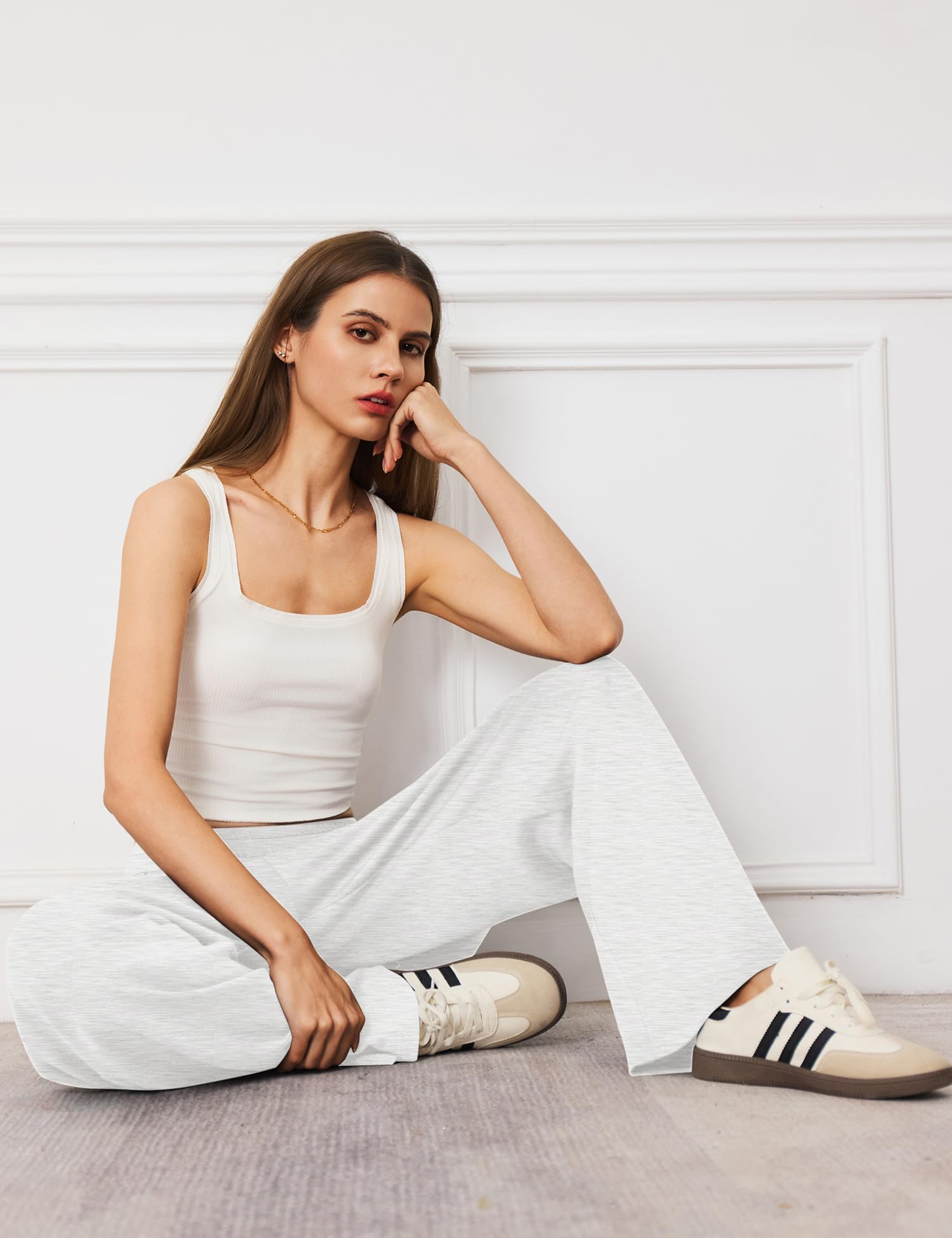 LOMON Womens Wide Leg Pants Travel Casual Lounge High Waist Flowy Palazzo Pants with Pocket Loose Spring Summer Clothing