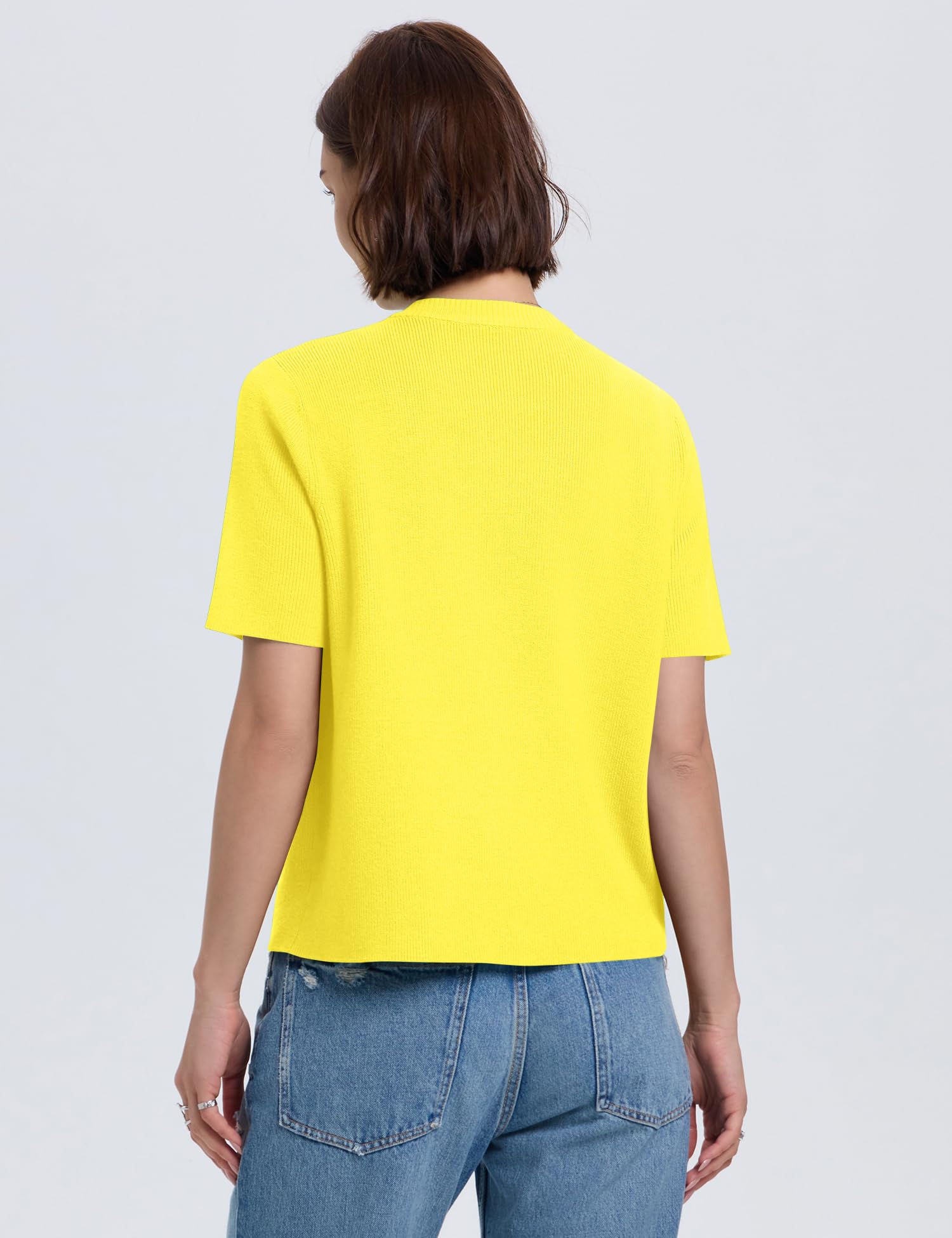 Lomon Womens Spring Summer Short Sleeve Cardigan Sweaters Trendy Crew Neck Button Down Lightweight Knit Outfit Y2k Clothes