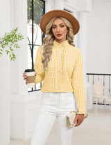LOMON Button Down Shirts for Women Dressy Casual Long Sleeve Ruffle Blouses Office Tops Work Shirt