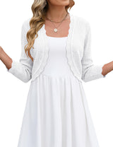 LOMON Women's 3/4 Sleeve Cropped Cardigan Knit Sweaters Trendy Open Front Bolero Shrugs for Dresses S-XXL