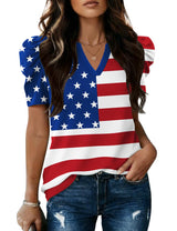 LOMON Spring Summer Tops for Women 2026 V Neck Puff Short Sleeve Tops Fashion Trendy Work Blouses Dressy Casual S-XXL