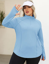 LOMON Womens Plus Size Workout Tops Long Sleeve 1/4 Zip UV Sun Protection Quick Dry Hiking Athletic Shirts Rash Guard UPF 50+