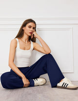 LOMON Womens Wide Leg Pants Travel Casual Lounge High Waist Flowy Palazzo Pants with Pocket Loose Spring Summer Clothing