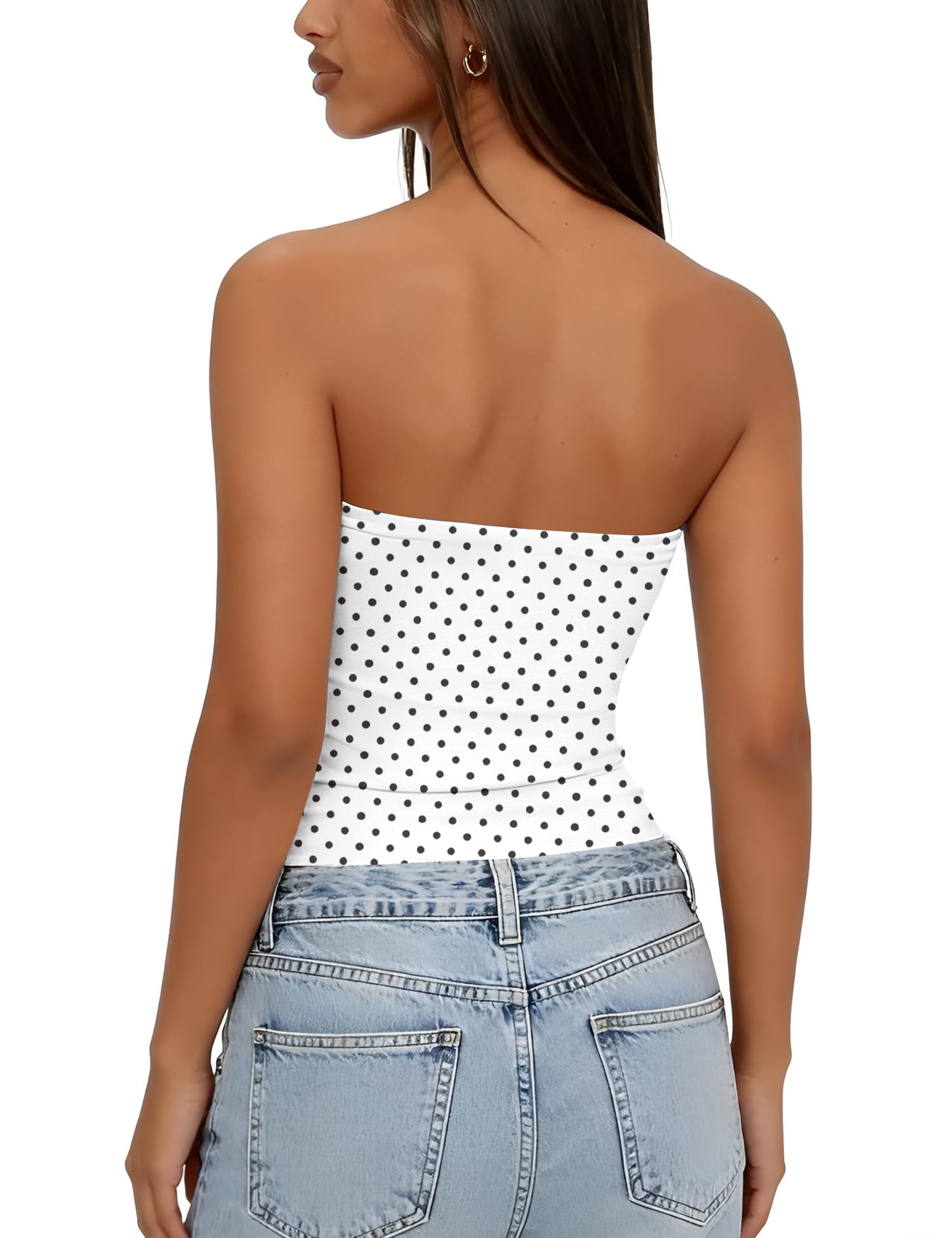 LOMON Summer Tube Tops for Women 2026 Y2k Sexy Going Out Crop Strapless Sleeveless Basic Fitted Bandeau Tank Top
