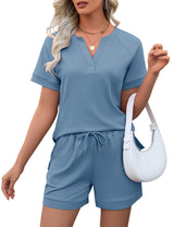 LOMON Womens Two Piece Sets Summer Lounge Sets Sweatsuit Shorts Set Casual Matching Sets