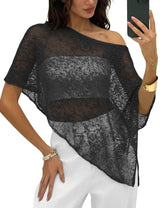 LOMON Womens Sheer Poncho Shrug Bolero Lightweight Knit Crochet Shrug Mesh Cover Up Summer 2026