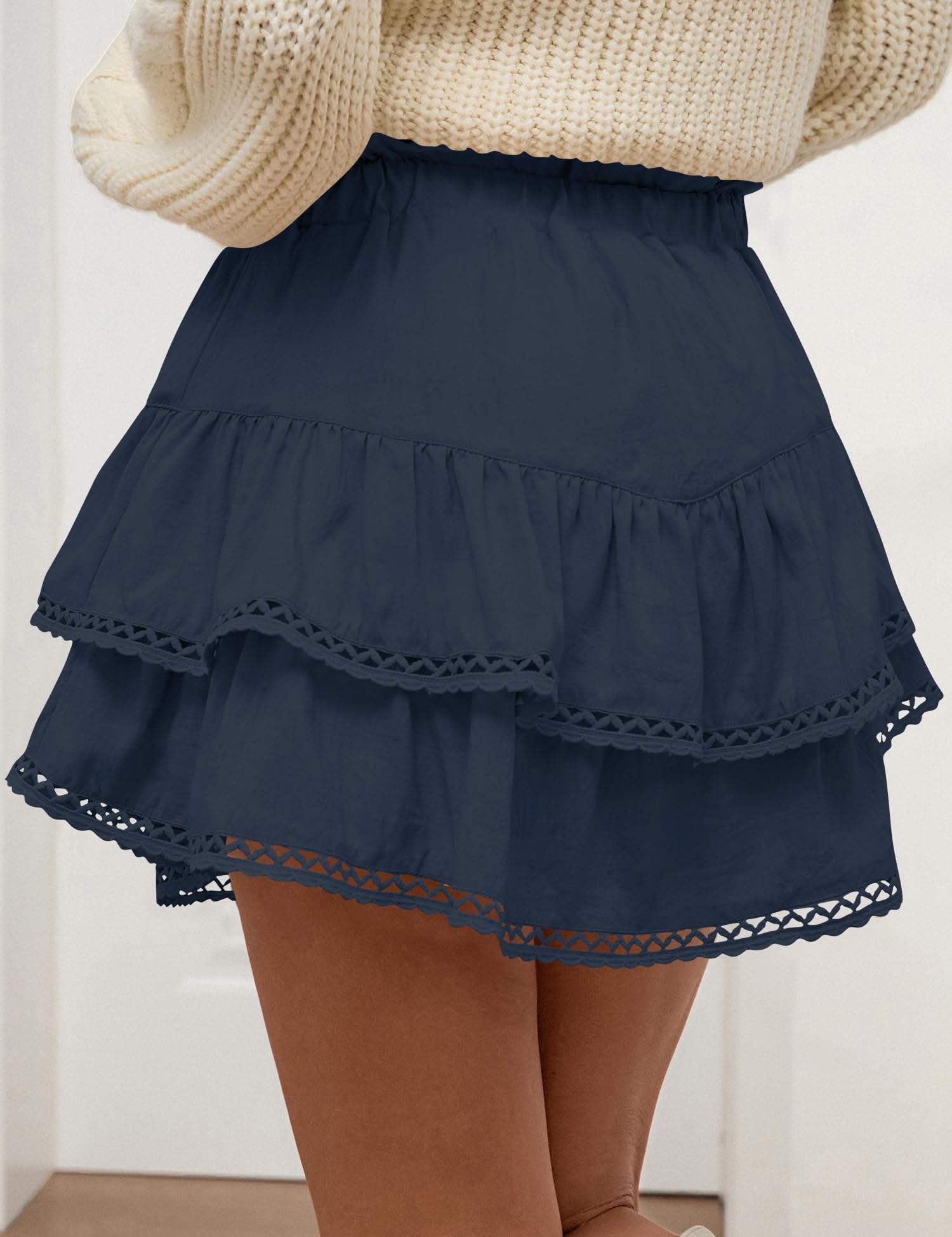 LOMON Flowy Skorts for Women Ruffle Tiered Skorts High Waist Mini Skirts Tennis Golf Crochet Casual Shorts