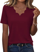LOMON Womens Summer Tops V Neck Short Sleeve Shirts Dressy Casual Tunic Blouses Spring Fashion