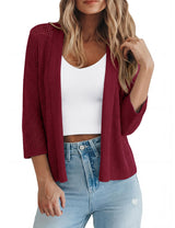 LOMON Shrug Cardigan for Women 3/4 Sleeve Casual Openwork Knit Sweater Tops Spring