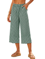 LOMON Women's Wide Leg Capri Pants Cropped Palazzo Summer Beach Vacation Casual Pants with Pockets