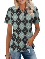 LOMON Womens Golf Polo Shirts Summer Short Sleeve 1/4 Zip Tops Moisture Wicking Casual Tennis Activewear with Pockets
