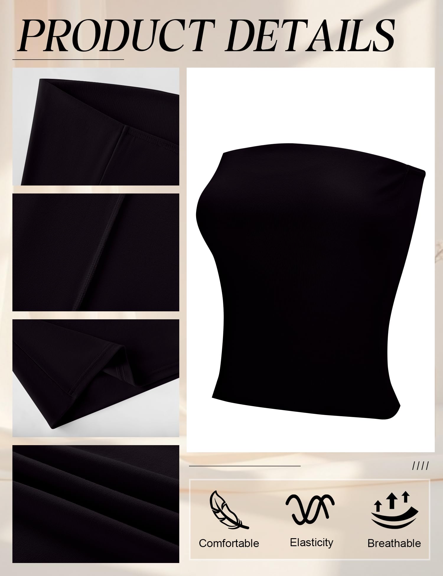 LOMON Summer Tube Tops for Women 2026 Y2k Sexy Going Out Crop Strapless Sleeveless Basic Fitted Bandeau Tank Top