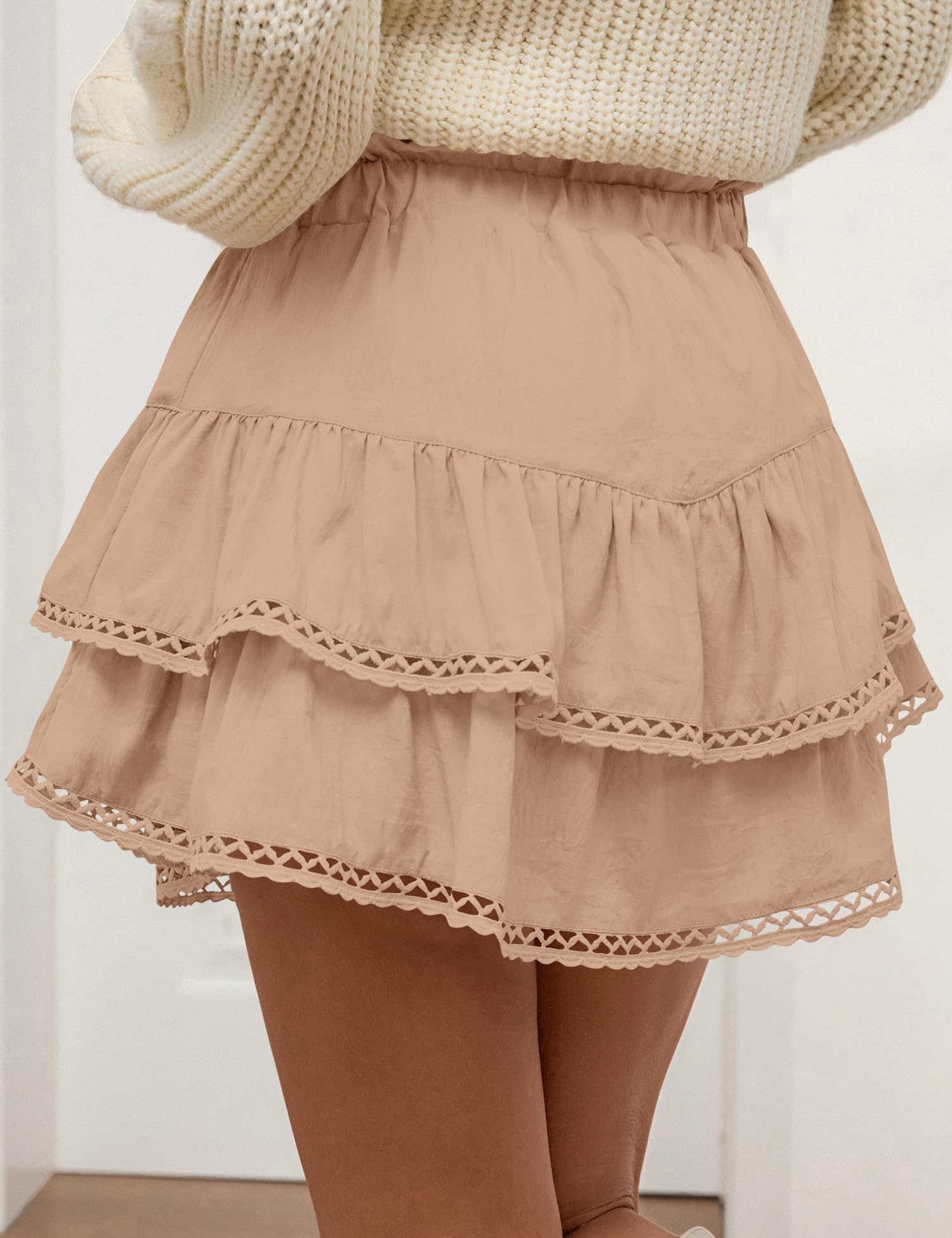 LOMON Flowy Skorts for Women Ruffle Tiered Skorts High Waist Mini Skirts Tennis Golf Crochet Casual Shorts