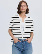 Lomon Womens Spring Summer Short Sleeve Cardigan Sweaters Trendy Crew Neck Button Down Lightweight Knit Outfit Y2k Clothes