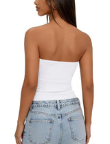 LOMON Summer Tube Tops for Women 2026 Y2k Sexy Going Out Crop Strapless Sleeveless Basic Fitted Bandeau Tank Top
