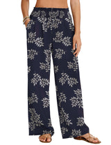 LOMON Womens Elastic High Waisted Palazzo Pants Casual Wide Leg Long Beach Vacation Trousers with Pockets
