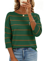 LOMON Womens Sweaters Casual Boat Neck 3/4 Sleeve Lightweight Knit Trendy Pullover Sweater Summer Tops S-XL