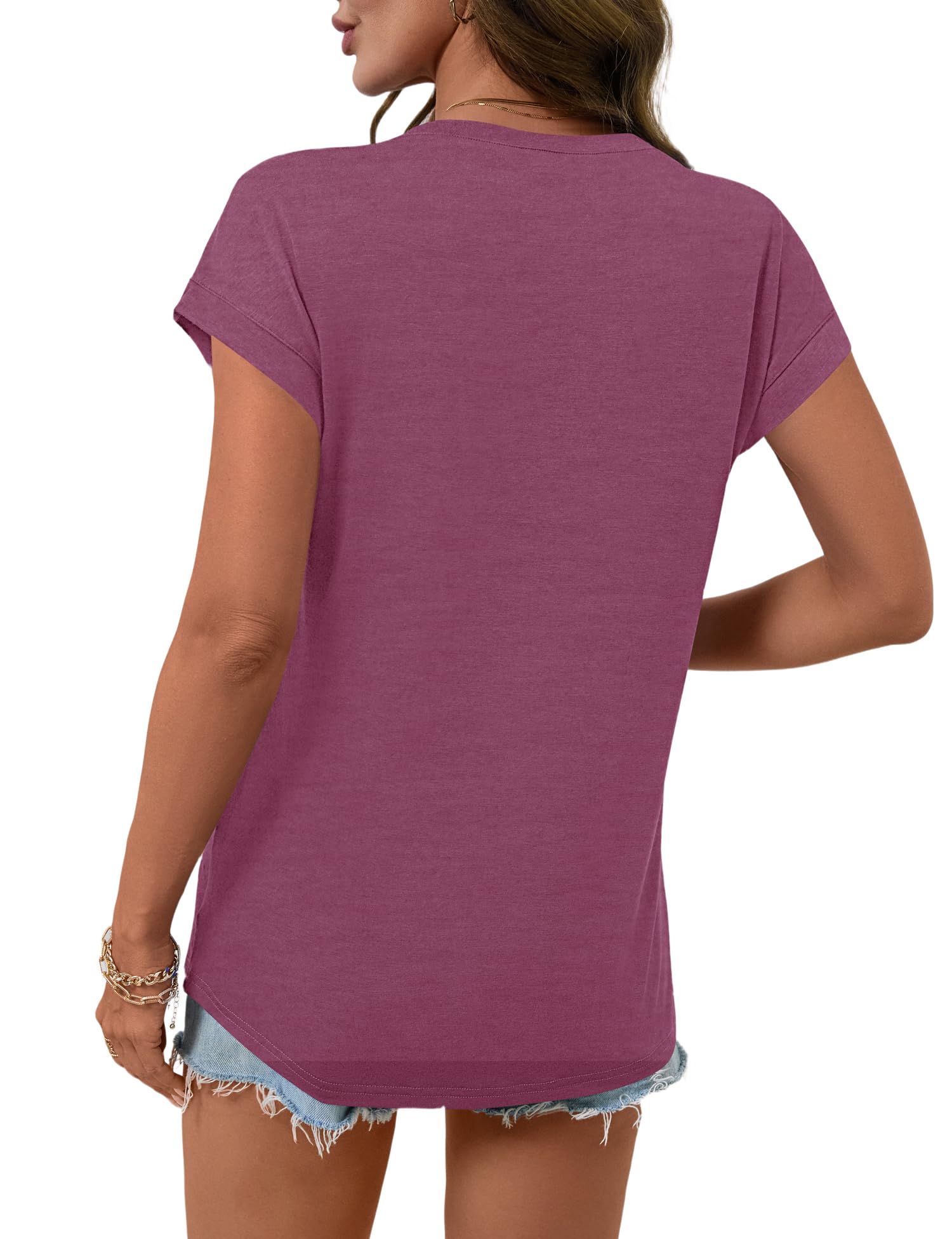 LOMON Womens Summer Tops Short Sleeve Shirts Cap Sleeve Tops Crew Neck Cute Trendy Tunic Blouses Dressy Casual Outfits 2026