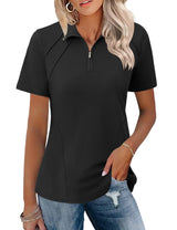 LOMON Womens Golf Polo Shirts Summer Short Sleeve 1/4 Zip Tops Moisture Wicking Casual Tennis Activewear with Pockets