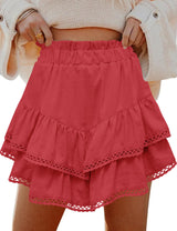 LOMON Flowy Skorts for Women Ruffle Tiered Skorts High Waist Mini Skirts Tennis Golf Crochet Casual Shorts