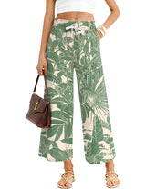 LOMON Women's Casual Wide Leg Pants Drawstring Elastic Waist Flowy Palazzo Pants with Pockets