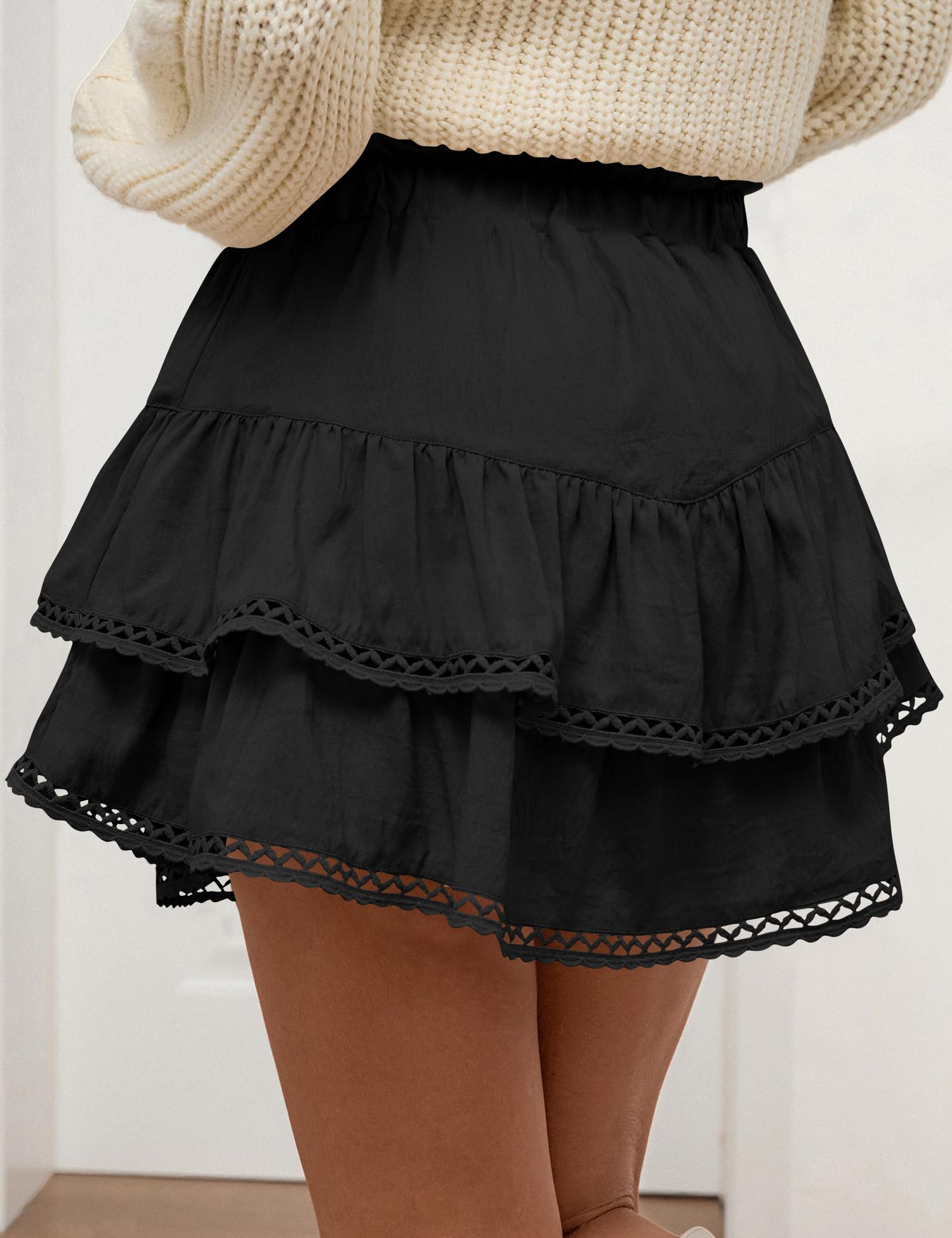 LOMON Flowy Skorts for Women Ruffle Tiered Skorts High Waist Mini Skirts Tennis Golf Crochet Casual Shorts