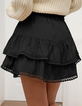 LOMON Flowy Skorts for Women Ruffle Tiered Skorts High Waist Mini Skirts Tennis Golf Crochet Casual Shorts