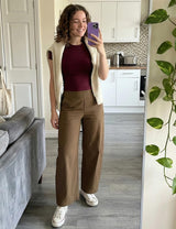 LOMON Wide Leg Barrel Pants for Women 27" Work Dress Casual Golf Loose Fit Crop Ankle Palazzo Slacks with Pockets Spring 2026
