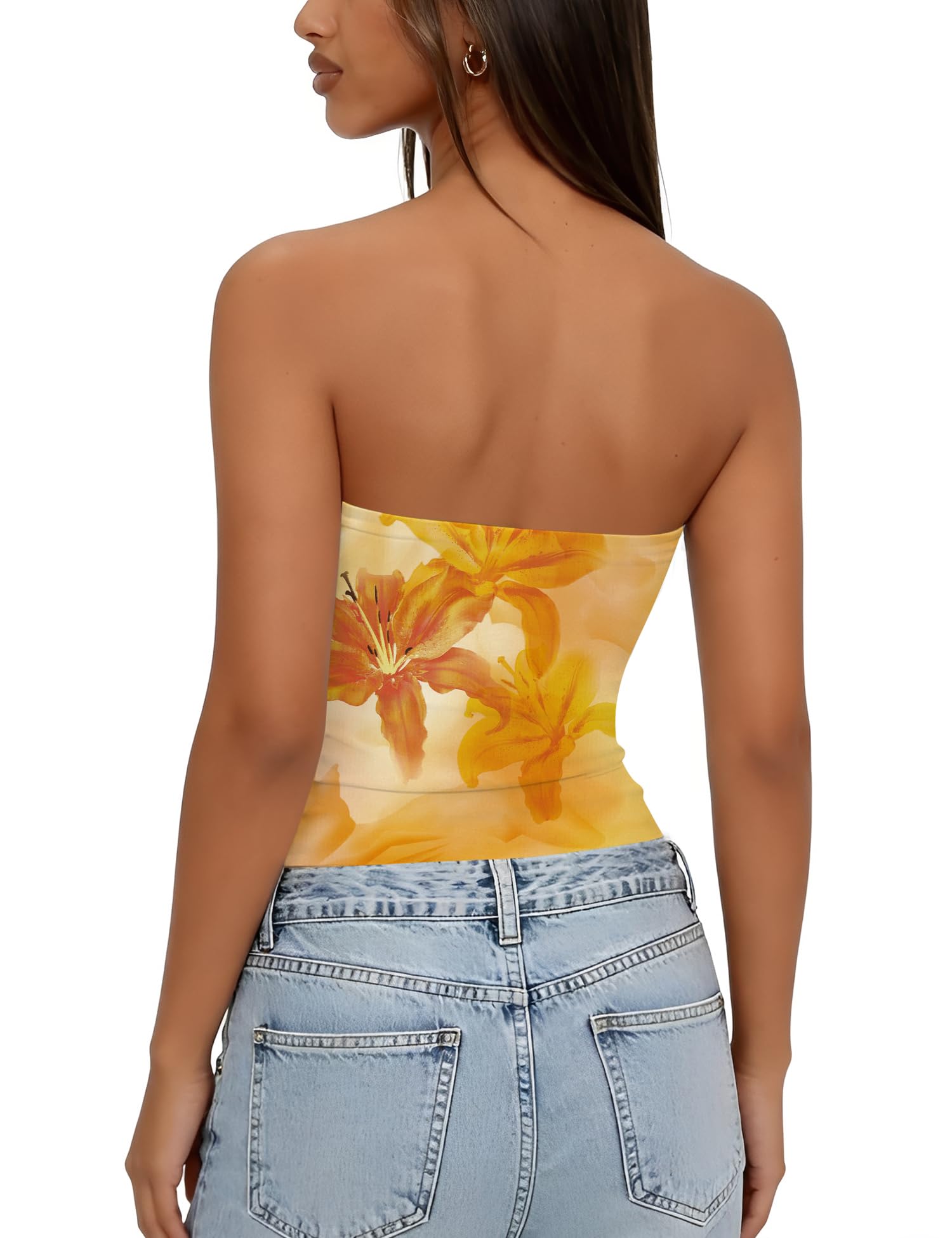 LOMON Summer Tube Tops for Women 2026 Y2k Sexy Going Out Crop Strapless Sleeveless Basic Fitted Bandeau Tank Top