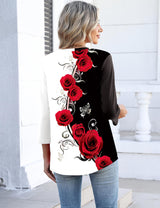 Lomon Women's V Neck T Shirts 3/4 Sleeve Blouse Summer Tops Dressy Casual Basic Tees