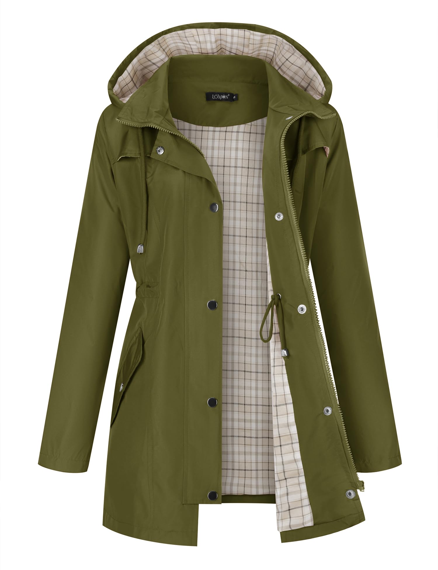 LOMON Women Waterproof Outdoor Hiking Raincoat Women Lined Rain Jacket Lightweight Hooded Jackets Trench Coats