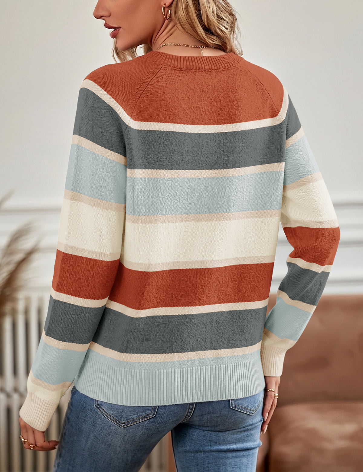 LOMON Sweaters for Women Crew Neck Long Sleeve Pullover Tops
