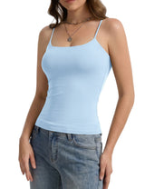 LOMON Womens Padded Cami Top Square Neck, Double Lined Camisole